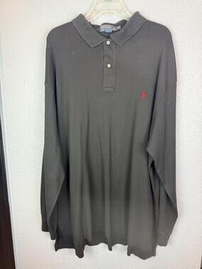 Polo By Ralph Lauren Polo Shirt Mens Big 2X Black Long Sleeve Cotton Pony Logo